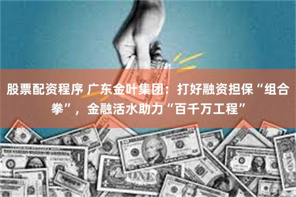 股票配资程序 广东金叶集团：打好融资担保“组合拳”，金融活水助力“百千万工程”